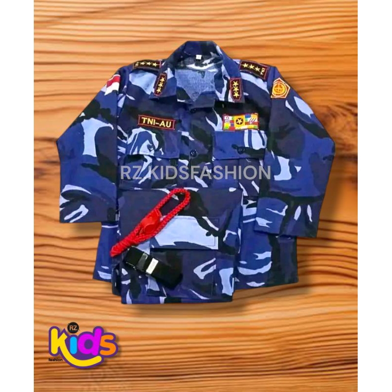 baju profesi TNI AU anak-anak lengkap dengan BARET SABUK dan TALIKUR PLUIT lengan panjang