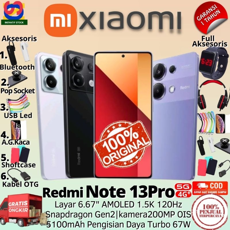 HP BARU XIAOMI REDMI NOTE 13 PRO 5G | NOTE 12 PRO 5G | NOTE13 PRO 8/256GB Ram Upto 16GB GARANSI RESM