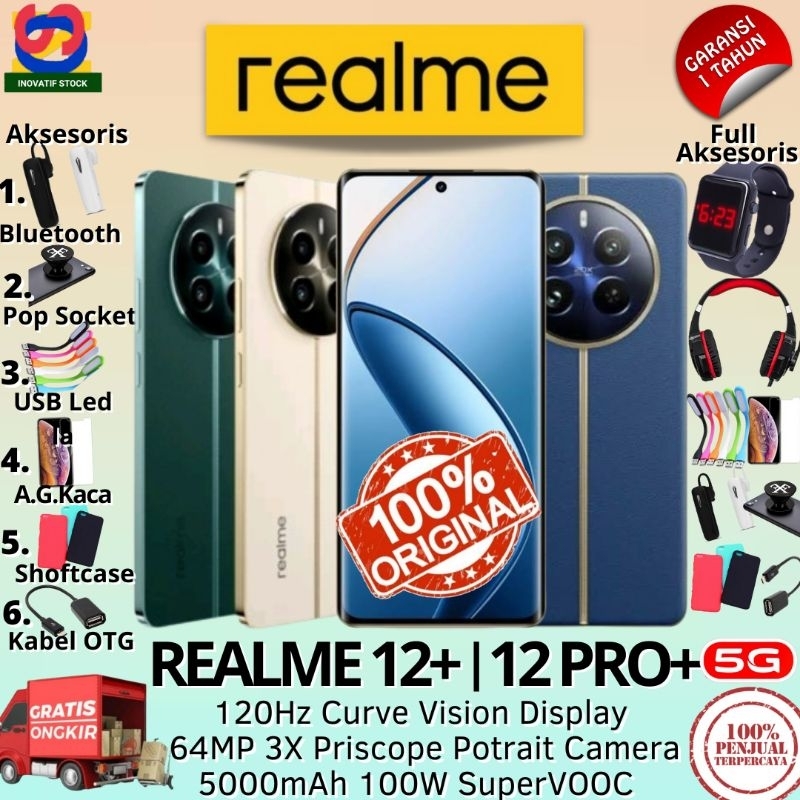 HP BARU REALME12 5G | 12+ 5G | REALME 12PRO+ 5G  8/256GB - 12/512GB Ram Upto 24GB GARANSI RESMI 100%