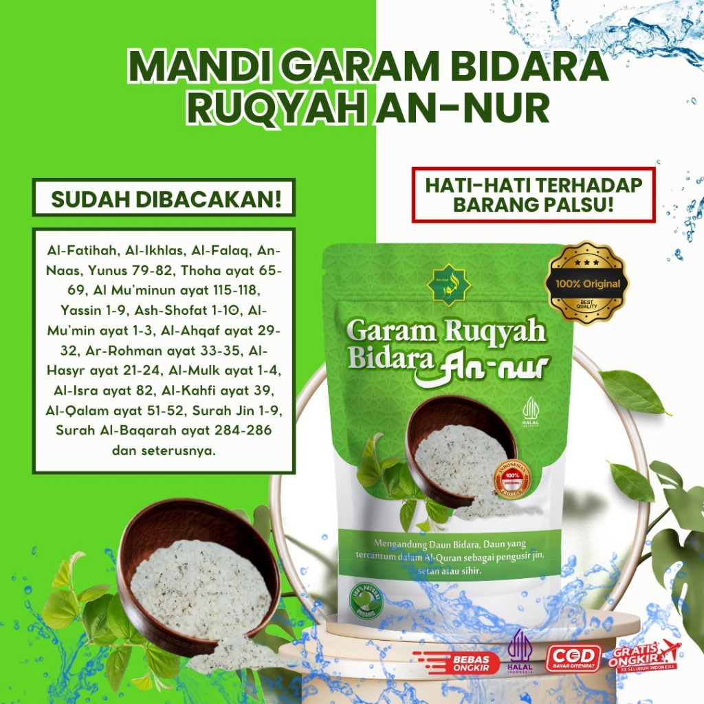 

garam rukyah bidara annur 200gr metode pembersihan dari aura negatif