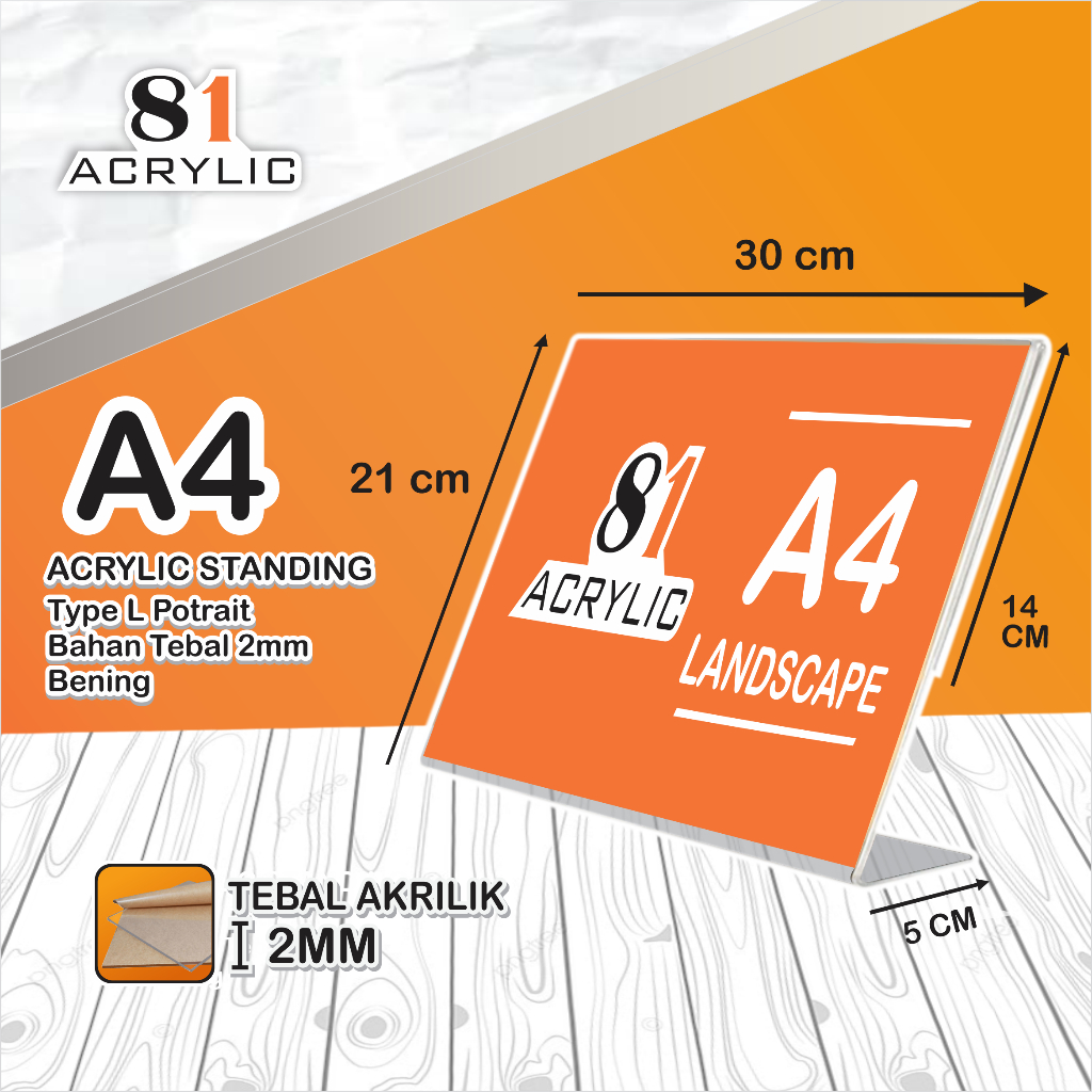 

ACRYLIC A4 LANDSCAPE TYPE L / AKRILIK BROSUR A4 L LANDSCAPE