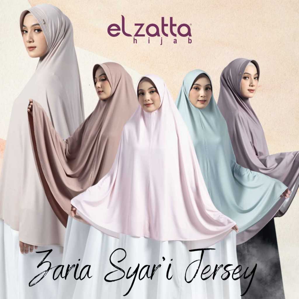 ELZATTA ZARIA SYAR'I JERSEY BAHAN JERSEY LOGO ELZATTA PET KERUDUNG ELZATTA JILBAB ELZATTA HIJAB ELZA
