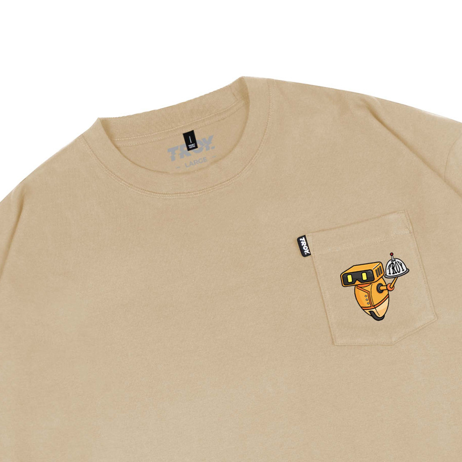 Troy Company T-shirt Boxy Pocket Oversize Beige Waiter - Kaos Pocket Boxy Oversize Beige BK 2590