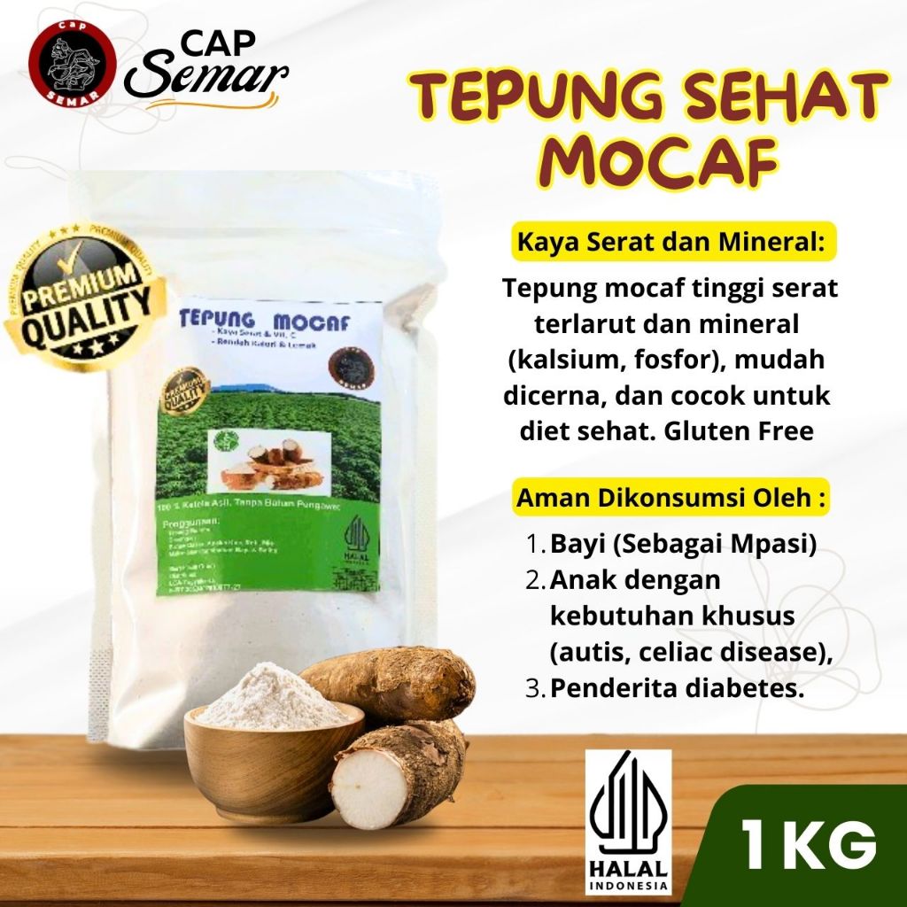 

Tepung Mocaf Cap Semar Gluten Free 1 KG - HALAL - Tepung Sehat Serbaguna