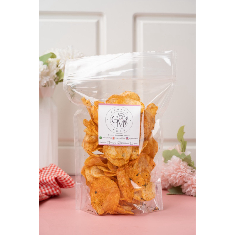 

Pochips Chili Lime - Keripik Kentang Pedas Daun Jeruk