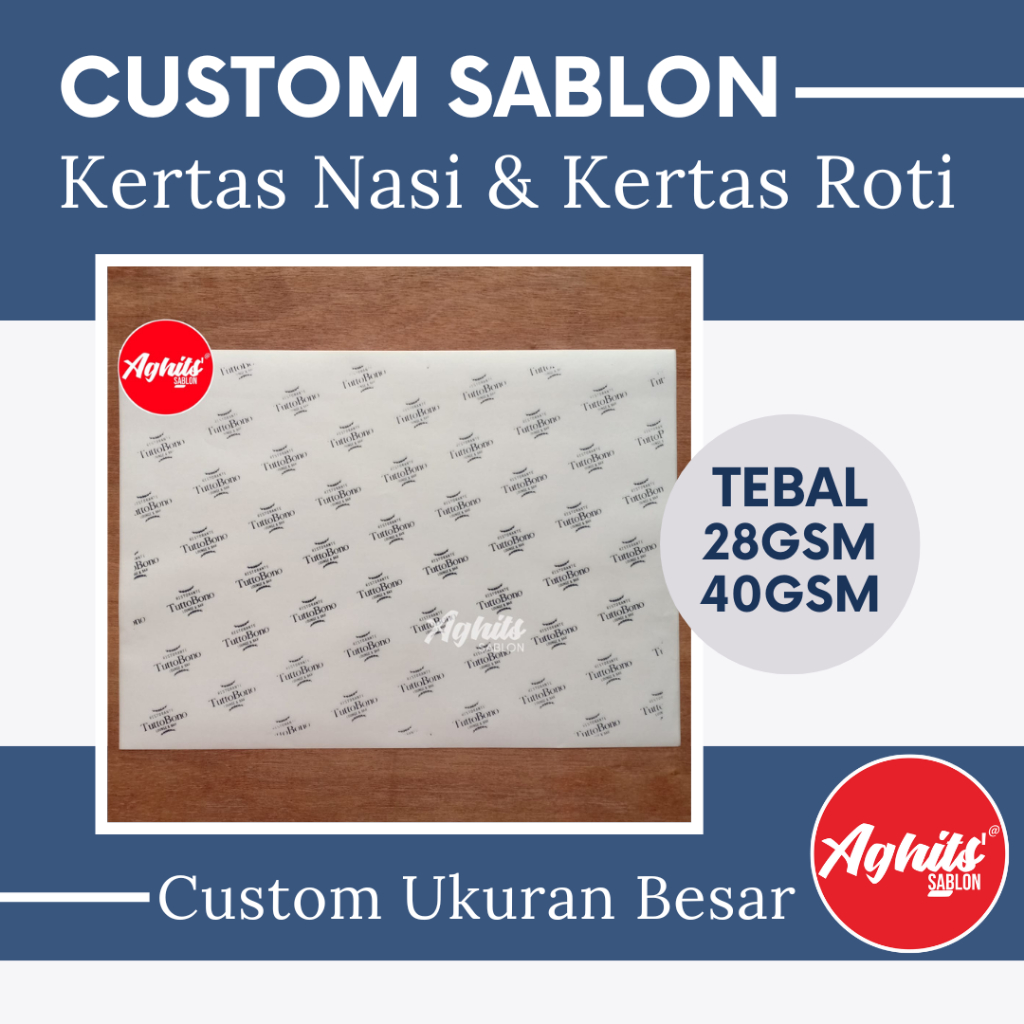 Custom Sablon Kertas Nasi & Kertas Roti Ukuran Besar
