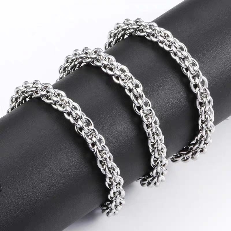 Gelang Rantai titanium Tautan Kabel Hip Hop Baru Choker Liburan Pria Wanita  Baja Tahan Karat Kpop E