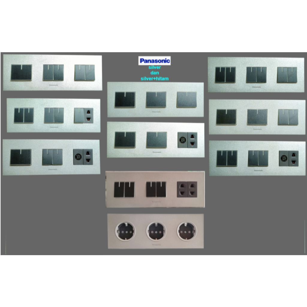 Saklar Panasonic tanam Silver+hitam 3 Gang (inbowdos dijual terpisah)