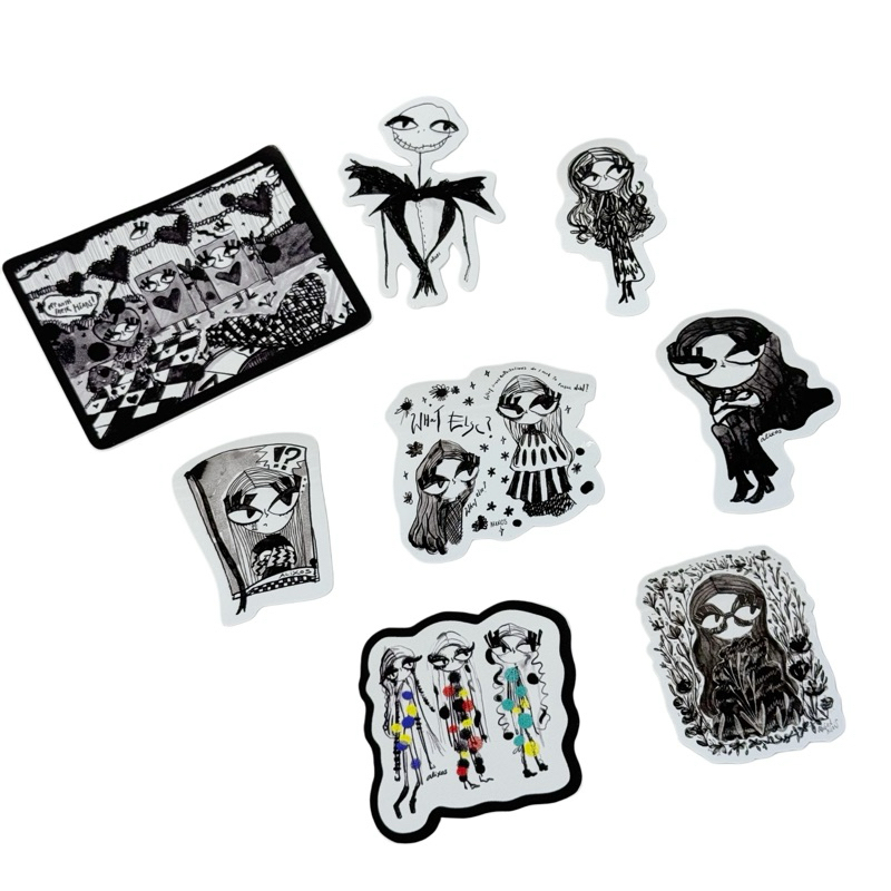 

Black and White UV Print Diecut Stickers by Alixos