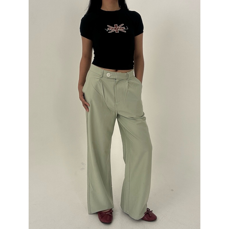 HIGH WAIST TAILORING PANTS STAGE MINT GREEN