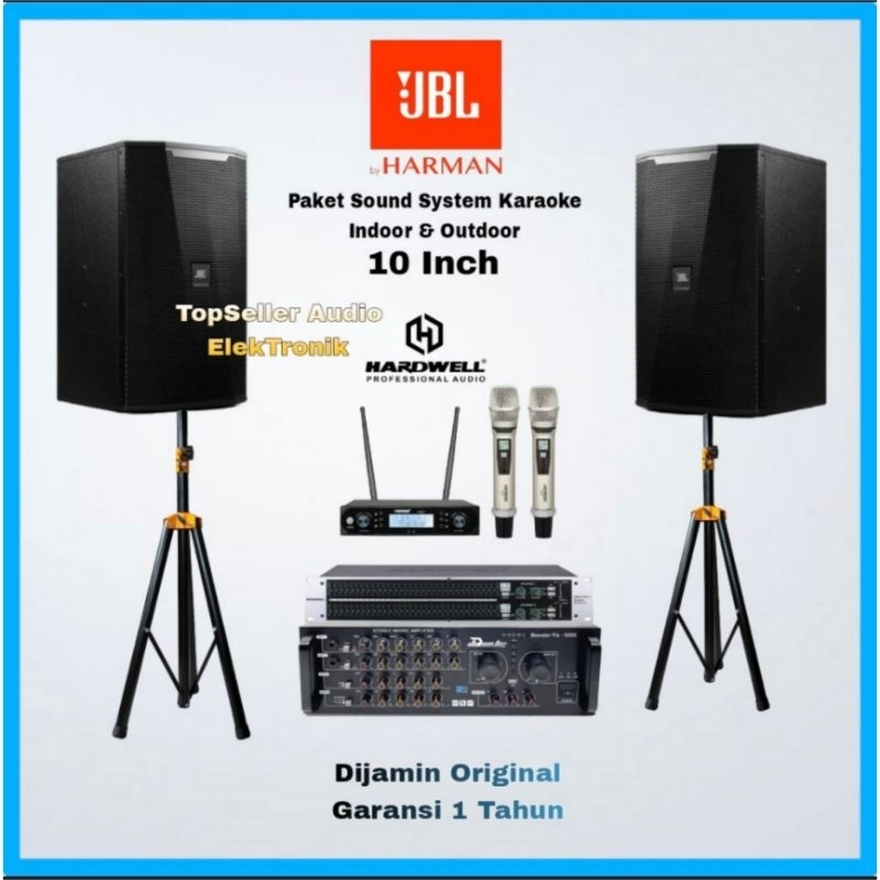 Paket Sound System Karaoke JBL 10 inch Original Amplifier 2 Mic Wireless Komplit garansi 1 tahun
