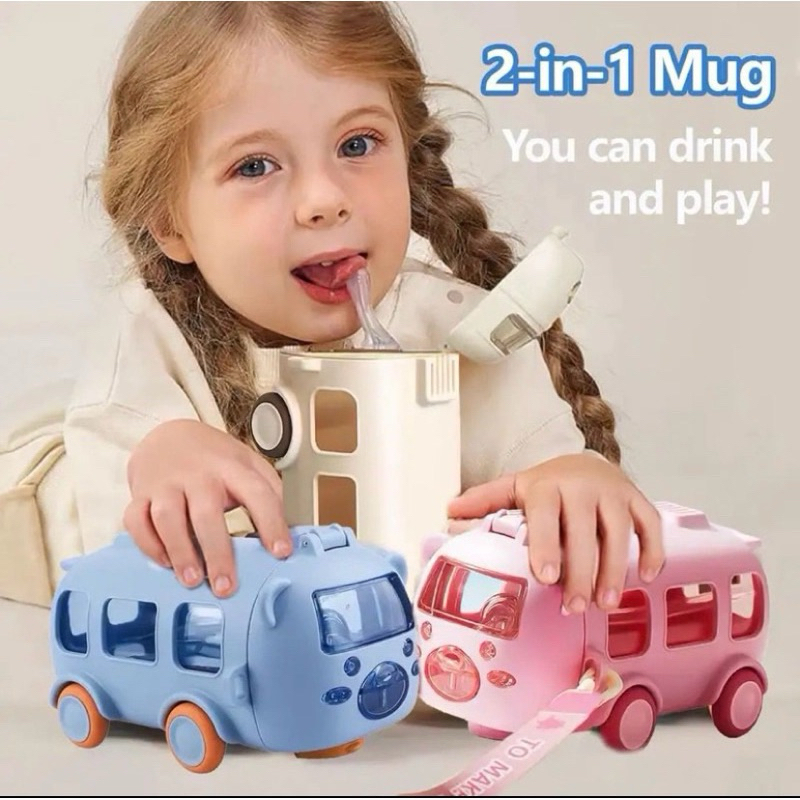 Botol Air Minum Bentuk Bus 500ml / Tritan Botol Mainan Anak / Botol Minum Anak 500ml /  Botol Air Mi