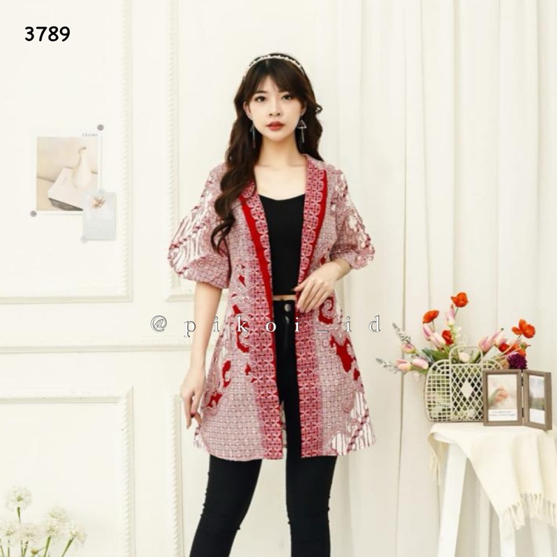 De Cardigan panjang batik wanita / cardigan batik cewek / outer batik kantor / outer hijab murah /