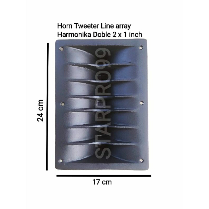HORN Tweeter Line array TARRA DOUBLE UK 17,5 X 24,5 TINGGI 15 CM, BAHAN COR DIRAL ALUMINIUM.