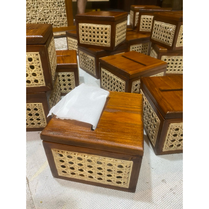 Kotak Tisu Kecil kayu Rotan Box Tissue