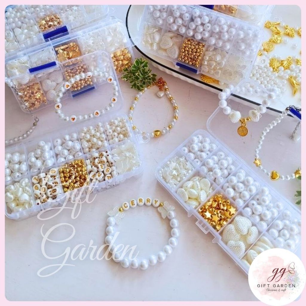 DIY set beads meronce manik broken white ccb Mote pearl bw