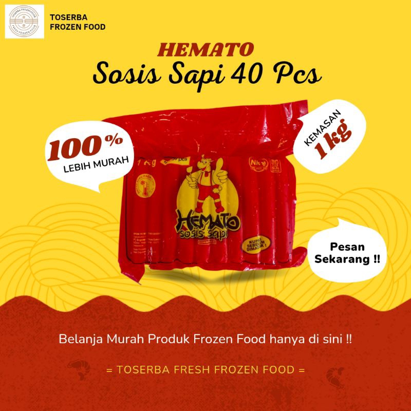 

HEMATO Sosis Sapi Kombinasi 1 kg isi 40 pcs