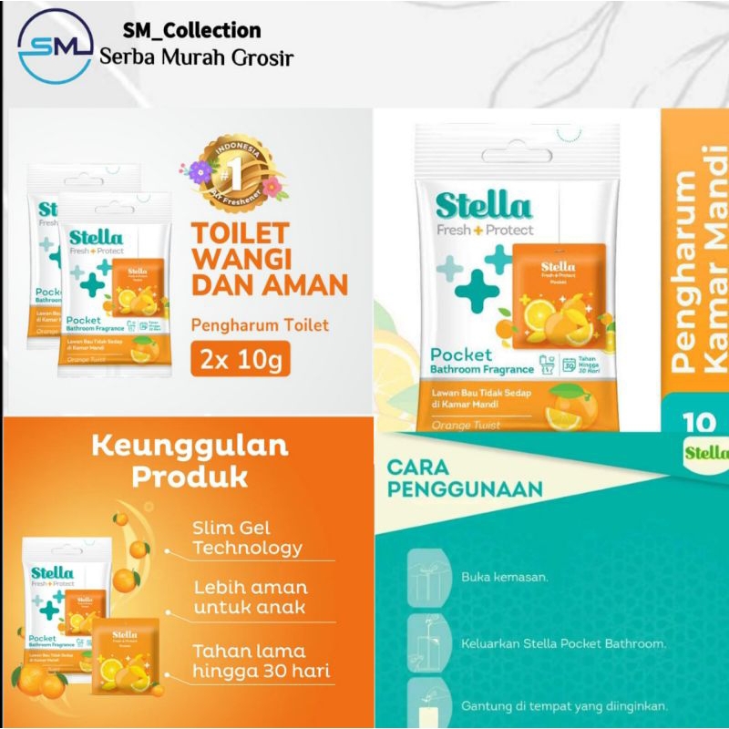 Stella fun/Pengharum ruangan/Pengharum mobil/Stella pocket Bathroom orange