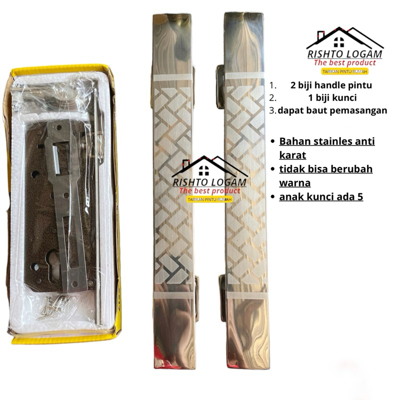 Handleset pintu rumah minimalis gagang pintu minimalis dan kunci tarikan pintu rumah terbaru motif B