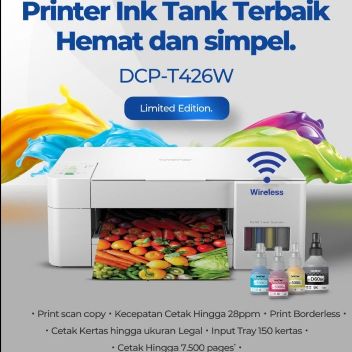 Printer Brother Inkjet DCP-T426W Print Scan Copy Wireless T426 DCPT426W All In One Garansi Resmi