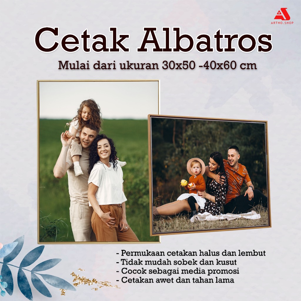 Cetak Foto Bahan Albatross 30x50/ 30x60/ 40x50/ 40x60/ 50x50/ 50x60