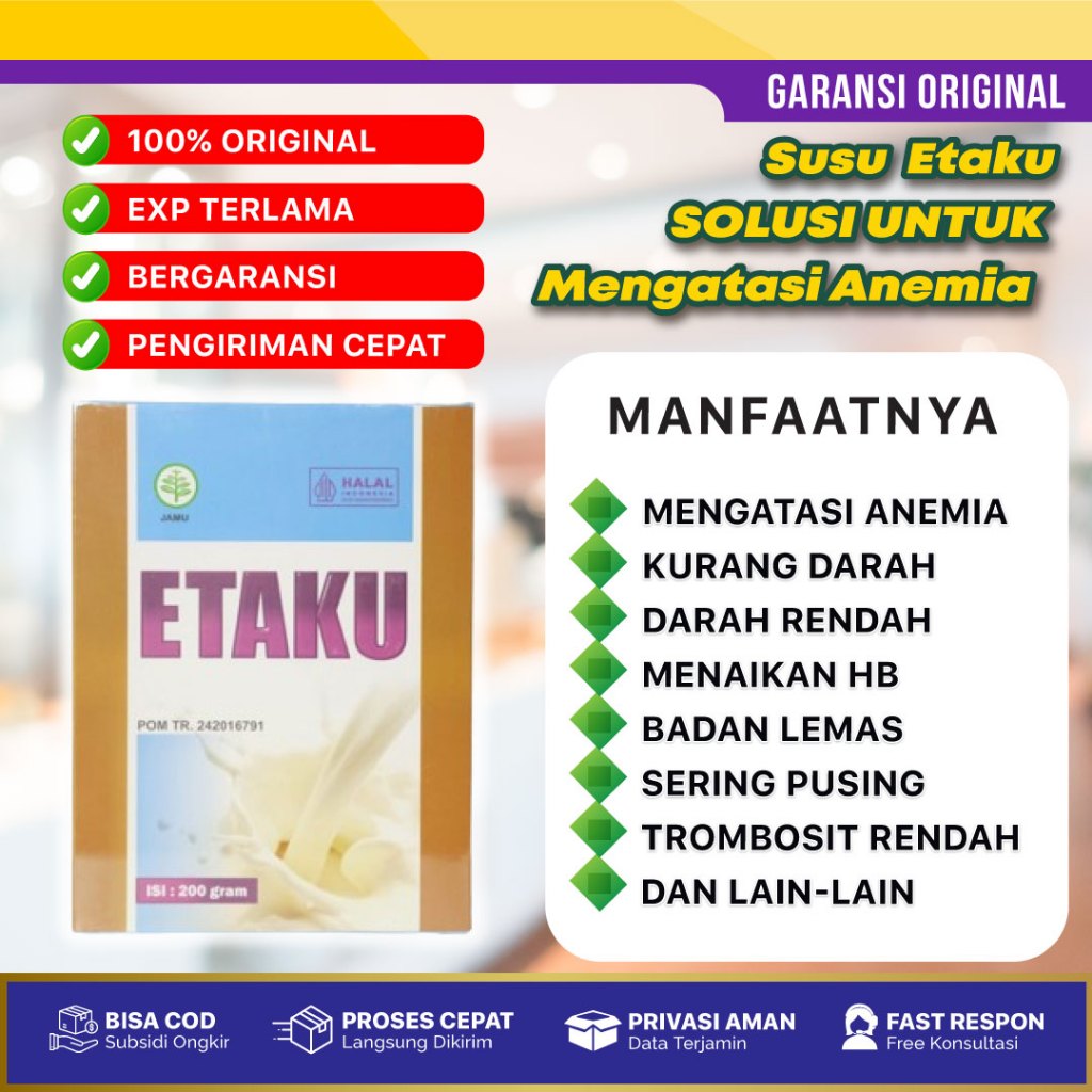 Obat Anemia Darah Rendah Penambah Darah Lemas Mudah Lelah Walatra Susu Kambing Etaku BPOM HALAL MUI