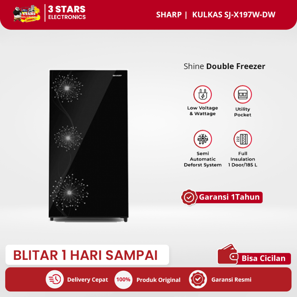 LEMARI ES 1 PINTU SHARP SJ-X197W-DW BIG FREEZER KULKAS SHARP SJX 197 W