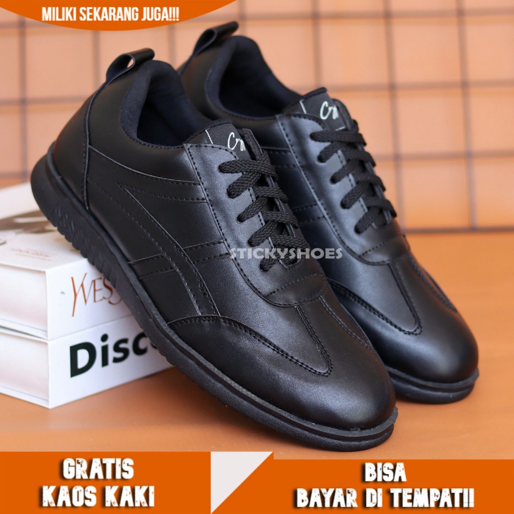 Sepatu Pria Sneakers Casual Hitam Original Hnadmade