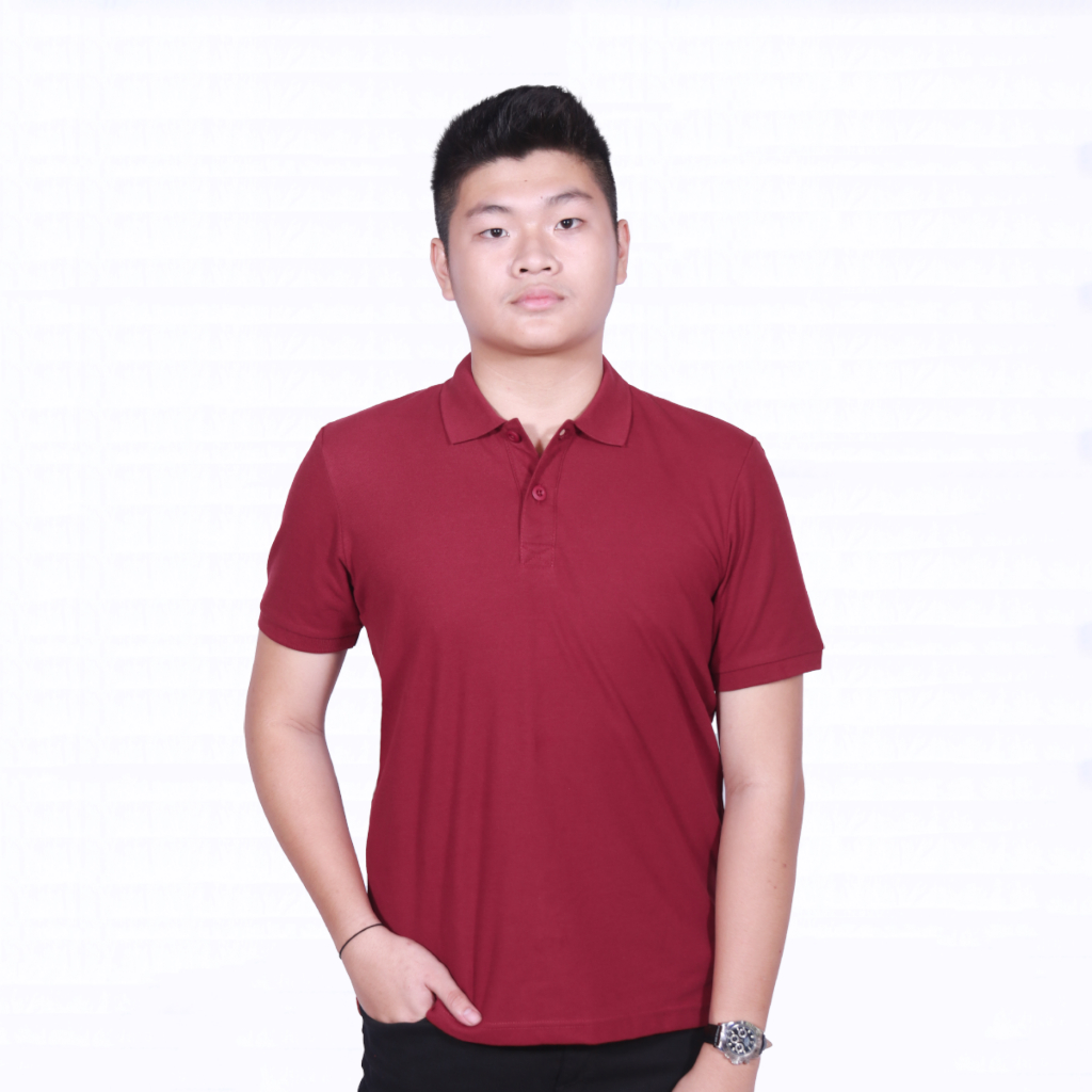 Rallies Kaos Kerah Pria Wanita Bahan CVC Premium Warna Merah Hati- Maroon
