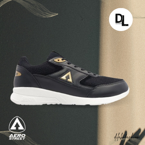 DL Aerostreet 37-44 Osaka Putih Hitam Emas - Sepatu Sneakers Casual Pria Wanita Aero Street 21HH20