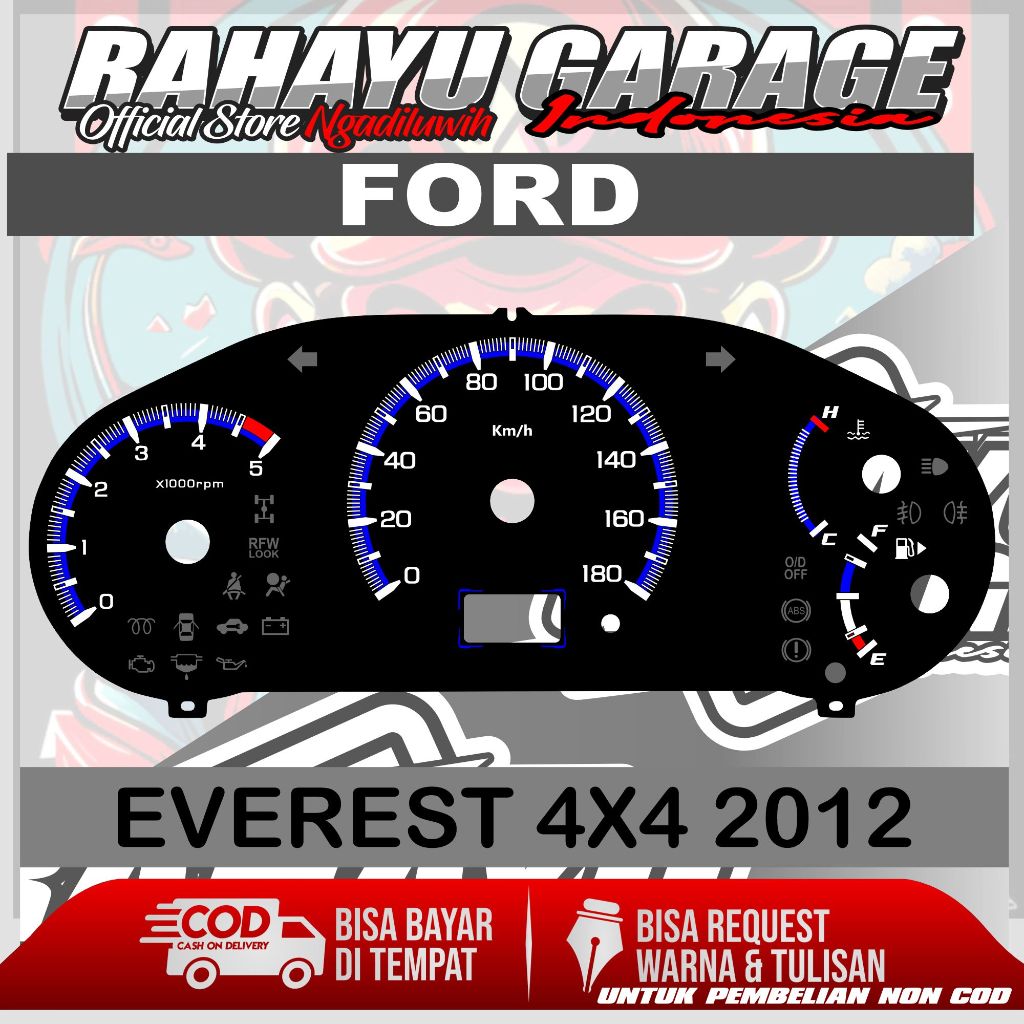 PAPAN SPEEDOMETER CUSTOM FORD EVEREST 4X4 TAHUN 2012