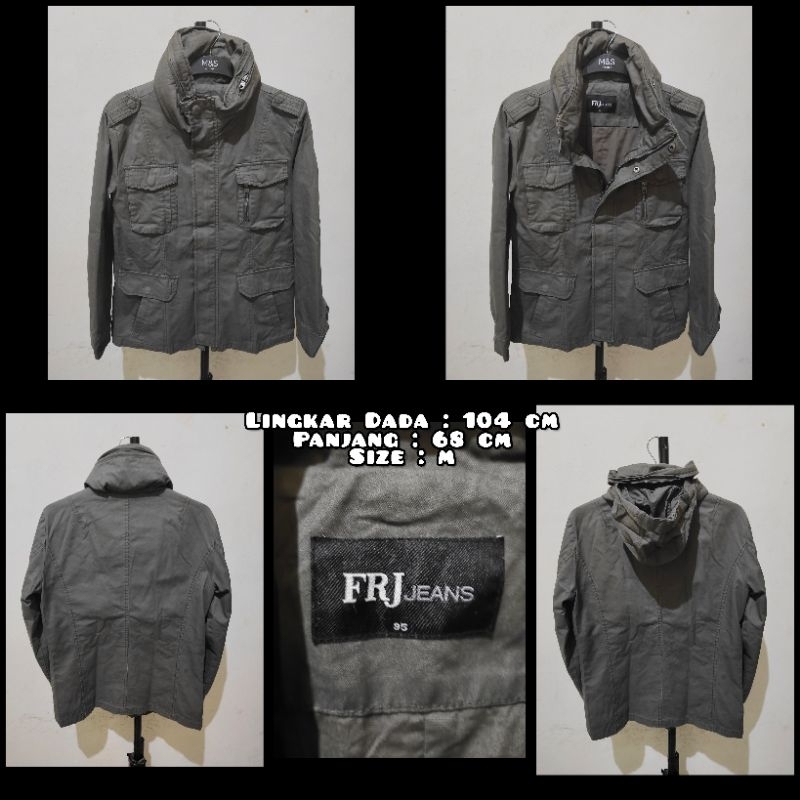 Jaket Parka Military M65 Merk FRJ Jeans Warna Hijau Army Second Original.