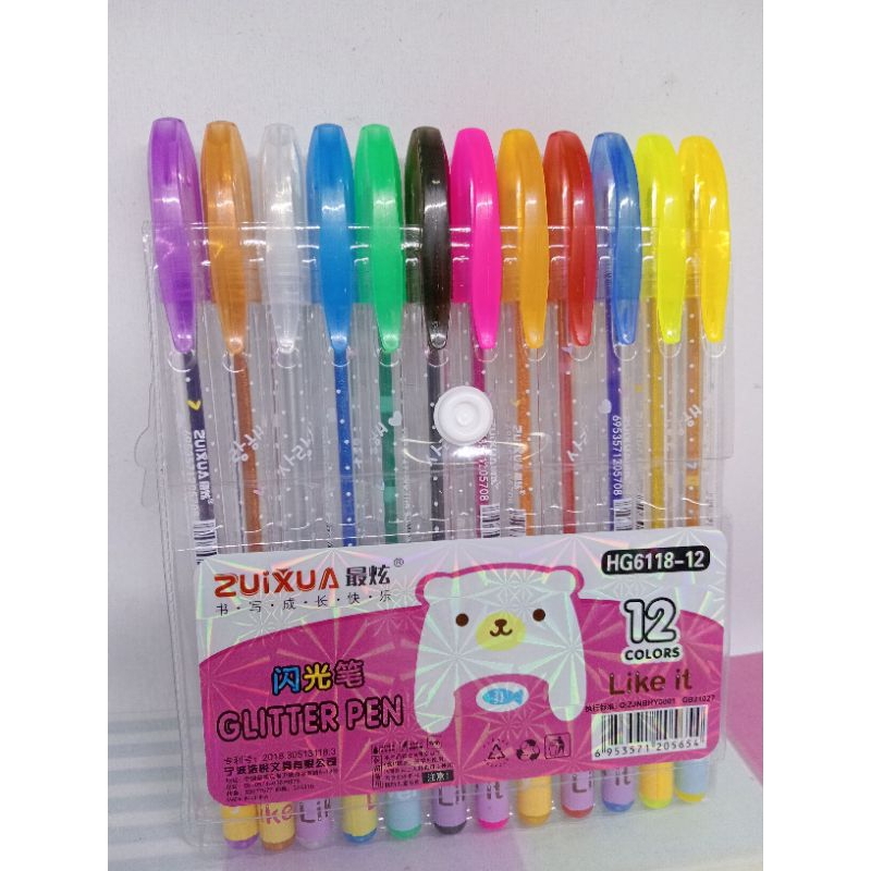 

Bulpen Gel Warna Zuixua Rainbow Neon Glitter 12 Warna