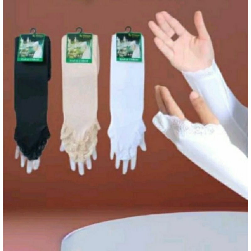 AD DAKWAH Sarung tangan muslimah UMROH HAJI Handsock manset renda cincin cantik