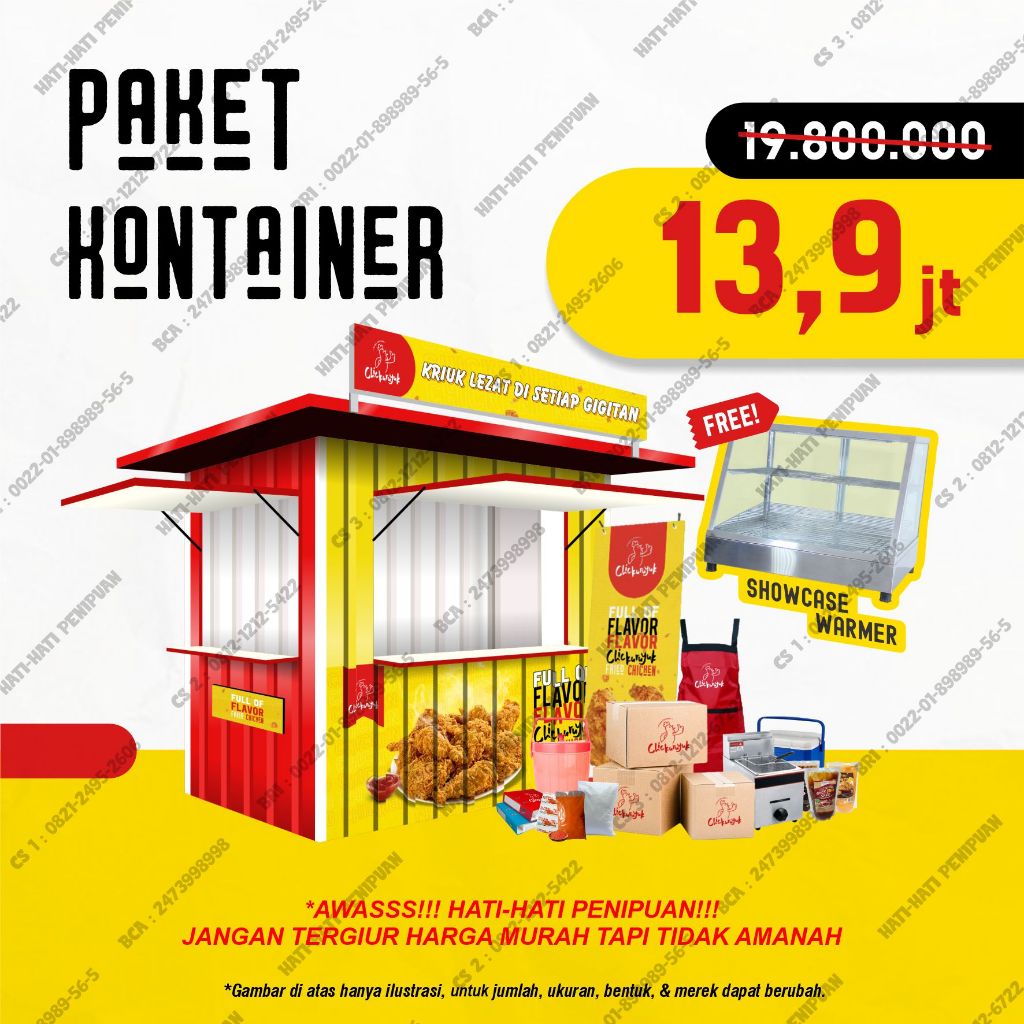 

Paket Usaha Fried Chicken Kekinian Terlengkap - Paket Kontainer