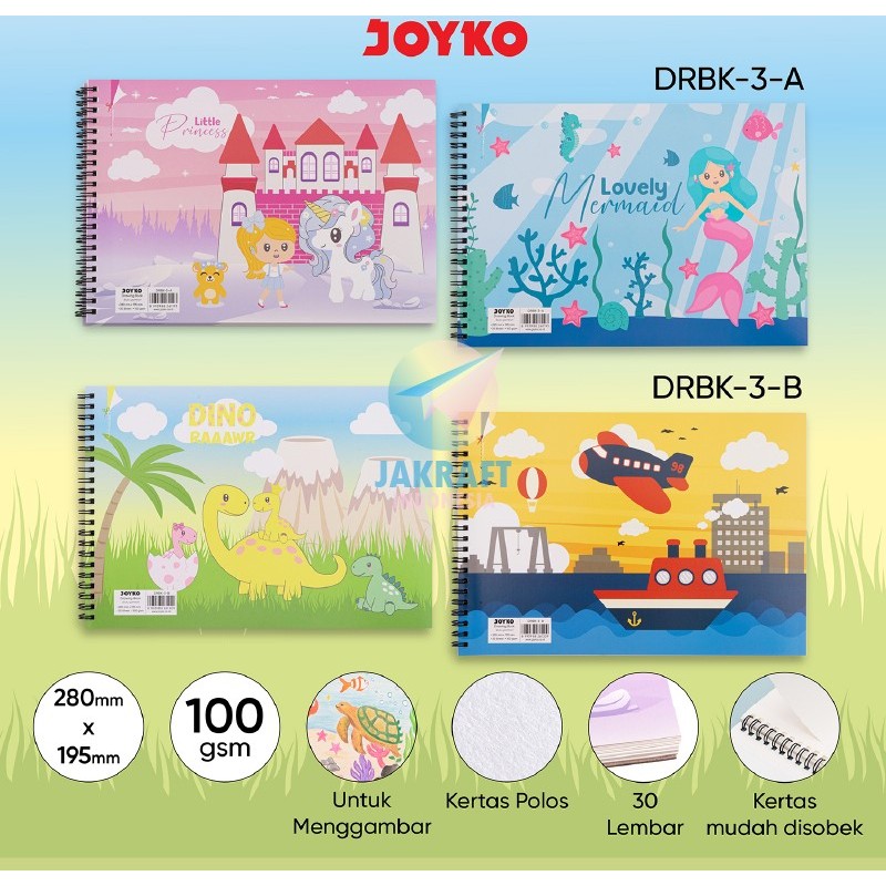 

Buku Gambar A4 JOYKO DRBK-3-A Cewek Girl / DRBK-3-B Cowok Drawing Book Jilid Spiral Tebal 100 Gsm Gram