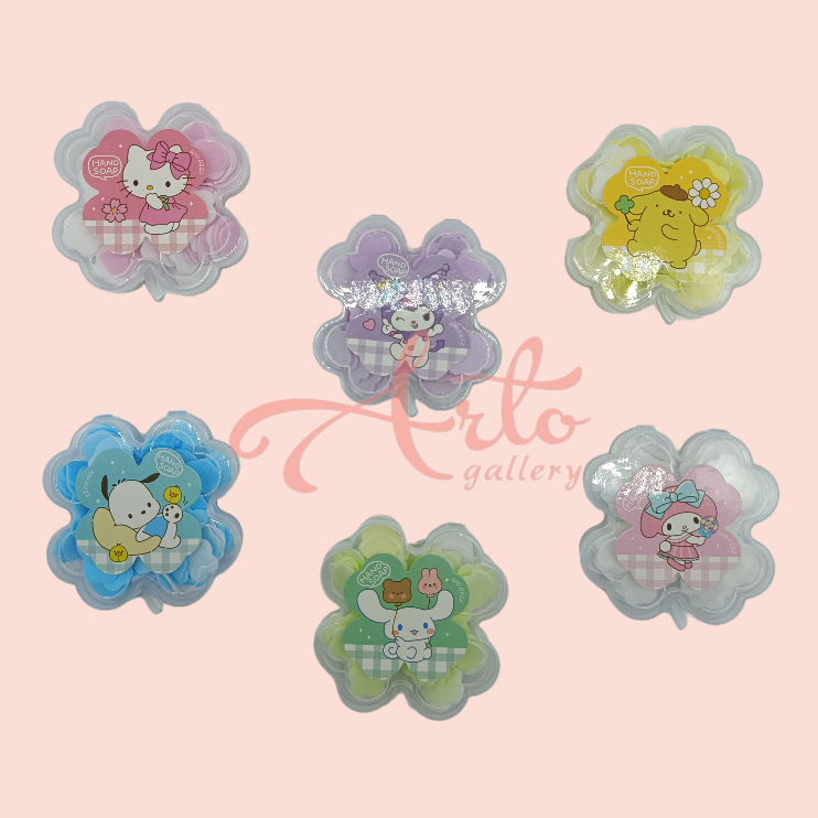 

[PREMIUM] SABUN KERTAS FREE BOX BUNGA SANRIO / DISPOSABLE FLOWER PETAL SOAP FLAKE MINI / PAPER SOAP TRAVELING