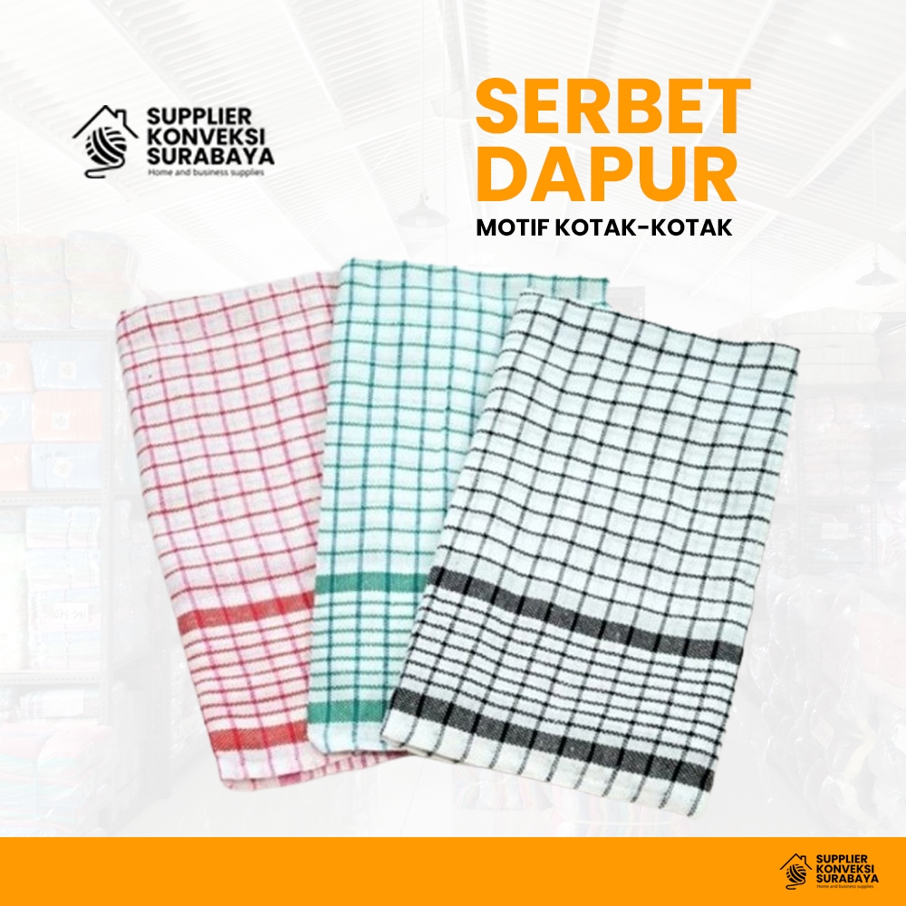 Serbet / Lap Dapur Murah Kotak Putih Merpati - Kain lap dapur - Kain lap kompor serbaguna - Kain unt