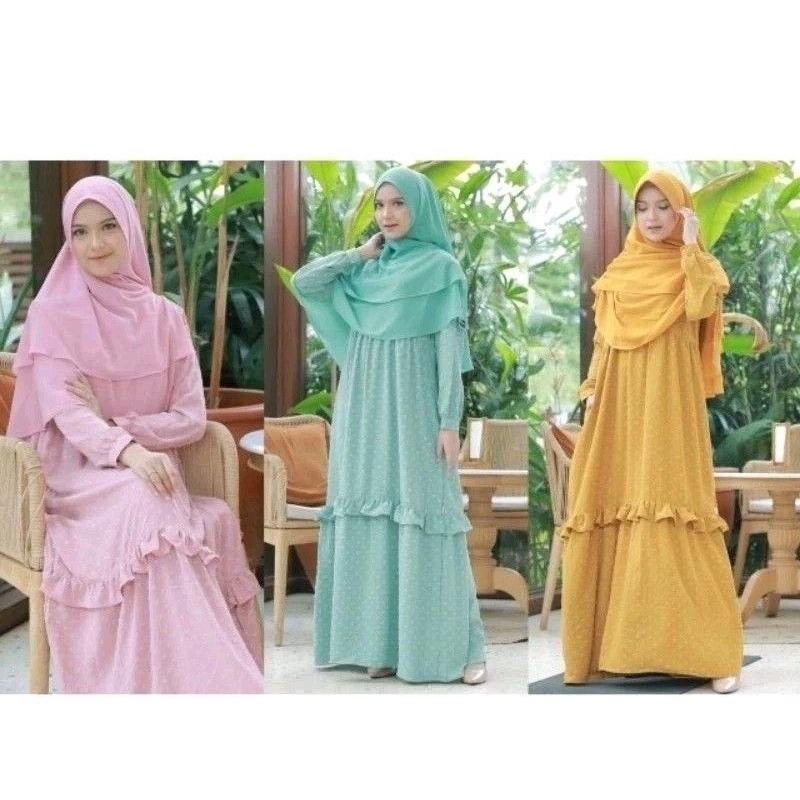 Gamis Crinkle dewasa warna pink Baju Muslim Crinkle warna kuning Gamis Uragiri Michan Gamis Crinkle 