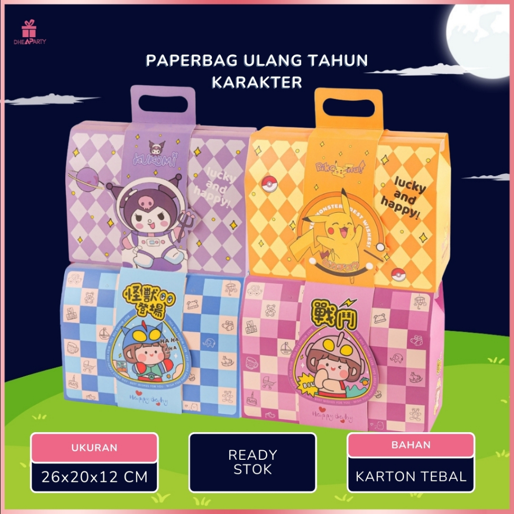 

DP Goodie Bag Ulang Tahun / Paperbag Ulang Tahun Anak Karakter Favorite / Kotak Kado Tas Souvenir Ulang Tahun Premium PP37