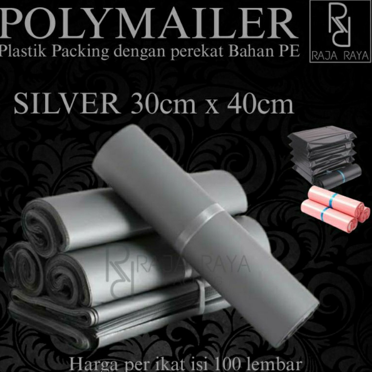 

KODE J58G RR Polymailer silver PE polymailer 3x4 plastik polymailer packing olshop plastik packing online shop