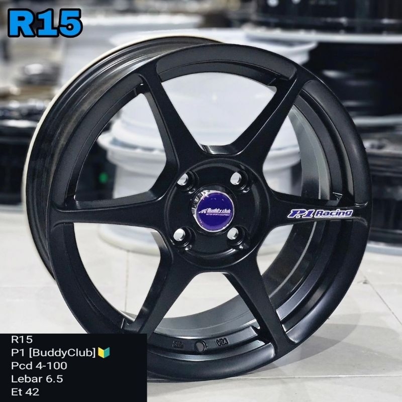velg buddy club p1 ring 15 lebar 6,5 et42 untuk calya brio agya sigra mobilio freed jazz yaris