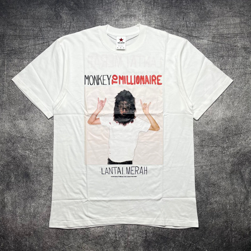Tshirt MONKEY TO MILLIONAIRE - LANTAI MERAH WHITE Official Merchandise