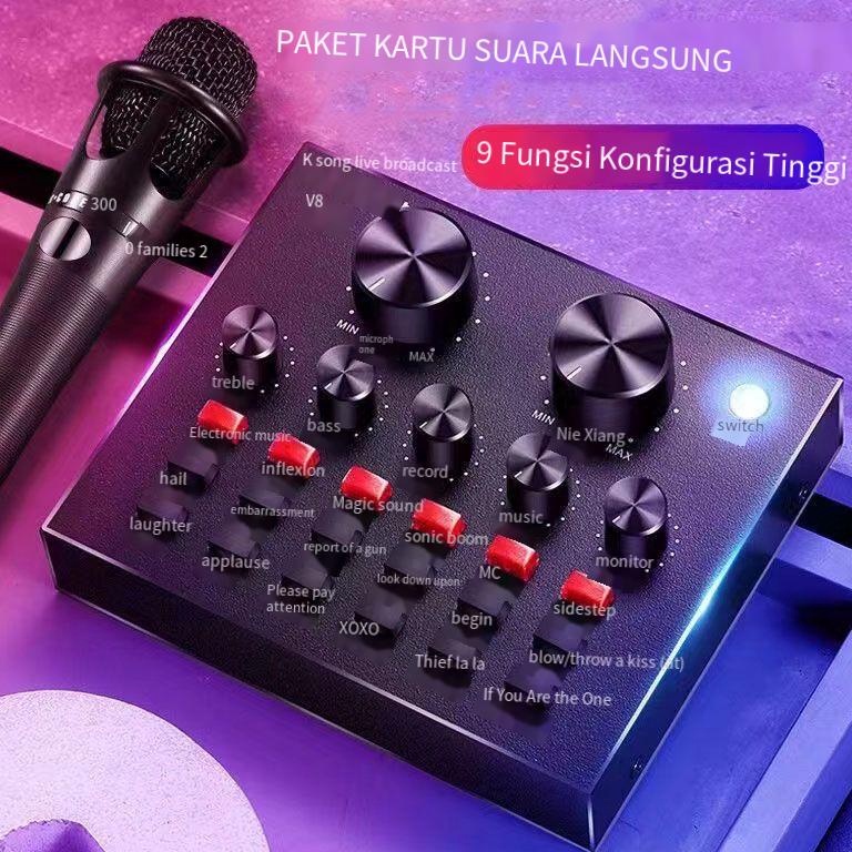 Soundcard Bluetooth Sound Card V8 Live Mixer Audio Broadcast Recording Karaoke Sound Card e B3R6