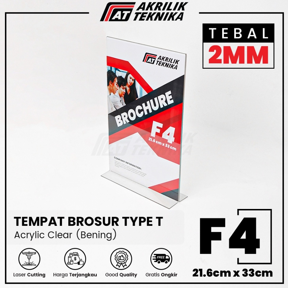 

KODE U99V Tempat Brosur Akrilik Tent Card Holder Portrait T Ukuran F4 2mm