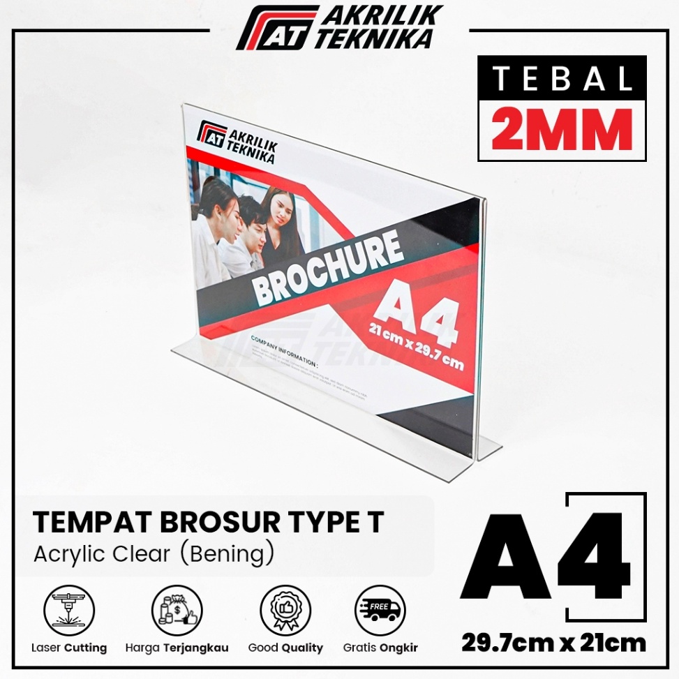 

KODE Q13I Tempat Brosur Akrilik Tent Card Holder Qris Barcode Nomor Menu Meja Landscape T Ukuran A4 2mm