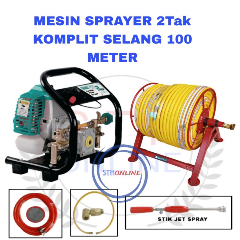 MESIN SEMPROT POWER SPRAYER PORTABLE KOMPLIT SELANG 100 METER DAN STIK