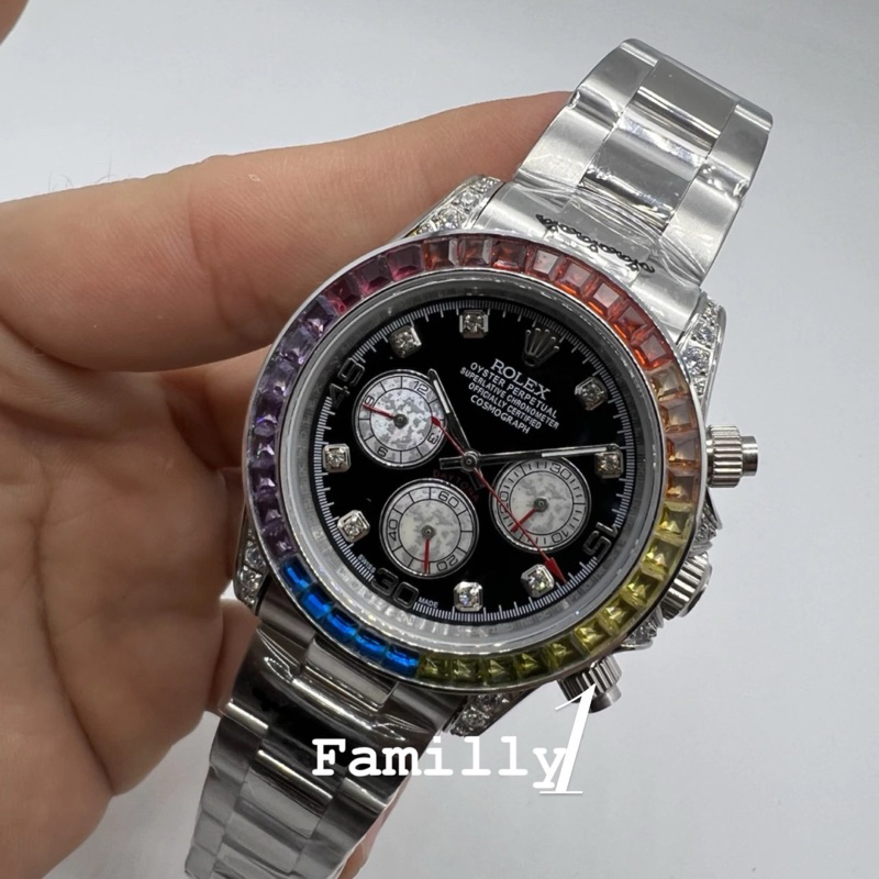 Rolex Daytona Rainbow Automatic Stainless Steel Solid Diamond 40MM Fullset