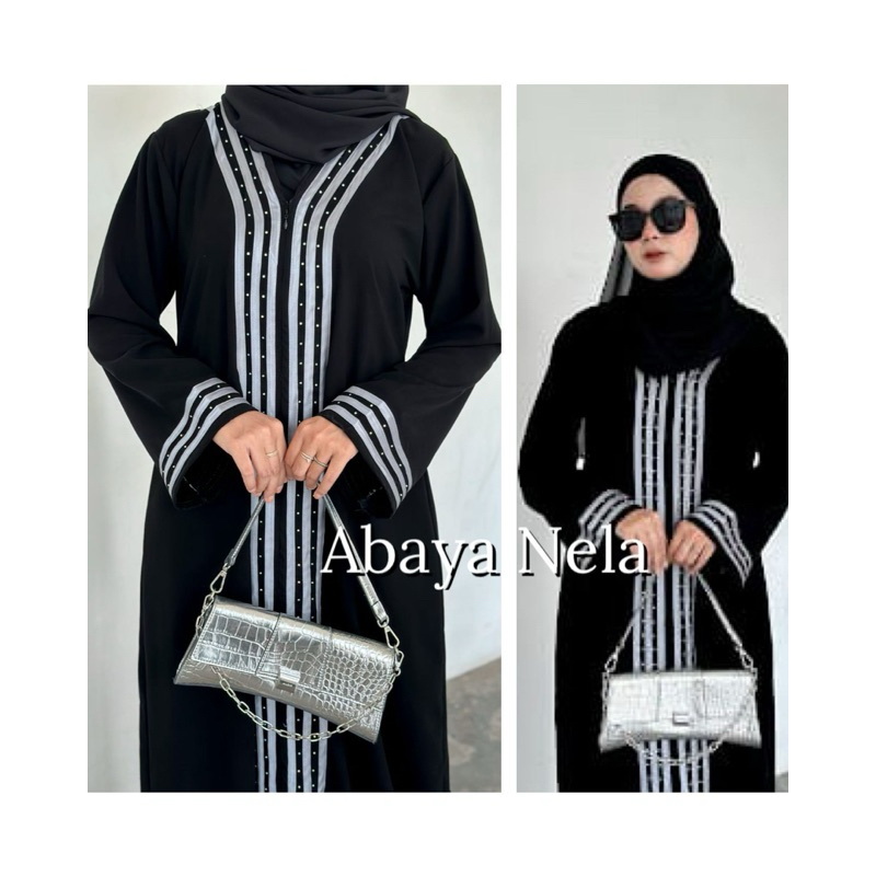 Abaya Basic Arab Saudi Hitam Modern Abaya Dhubai Turkey Modern Motif Nela Kain Saudi