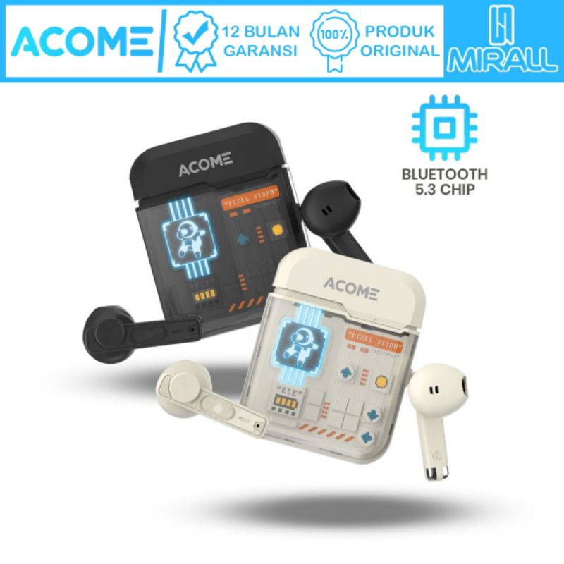 Headset Bluetooth ACOME AT06 Headset Earphone TWS Bluetooth 5.3 Low Latency 60ms Inpods Original